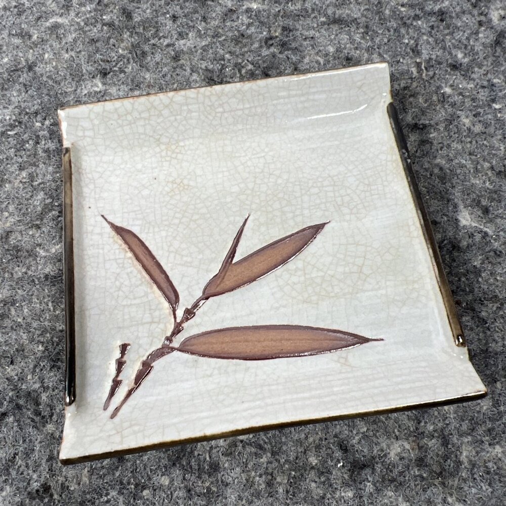 VTG Otagiri Japanese Bamboo Small Square Sushi Trinket Dish 4.75" Japan